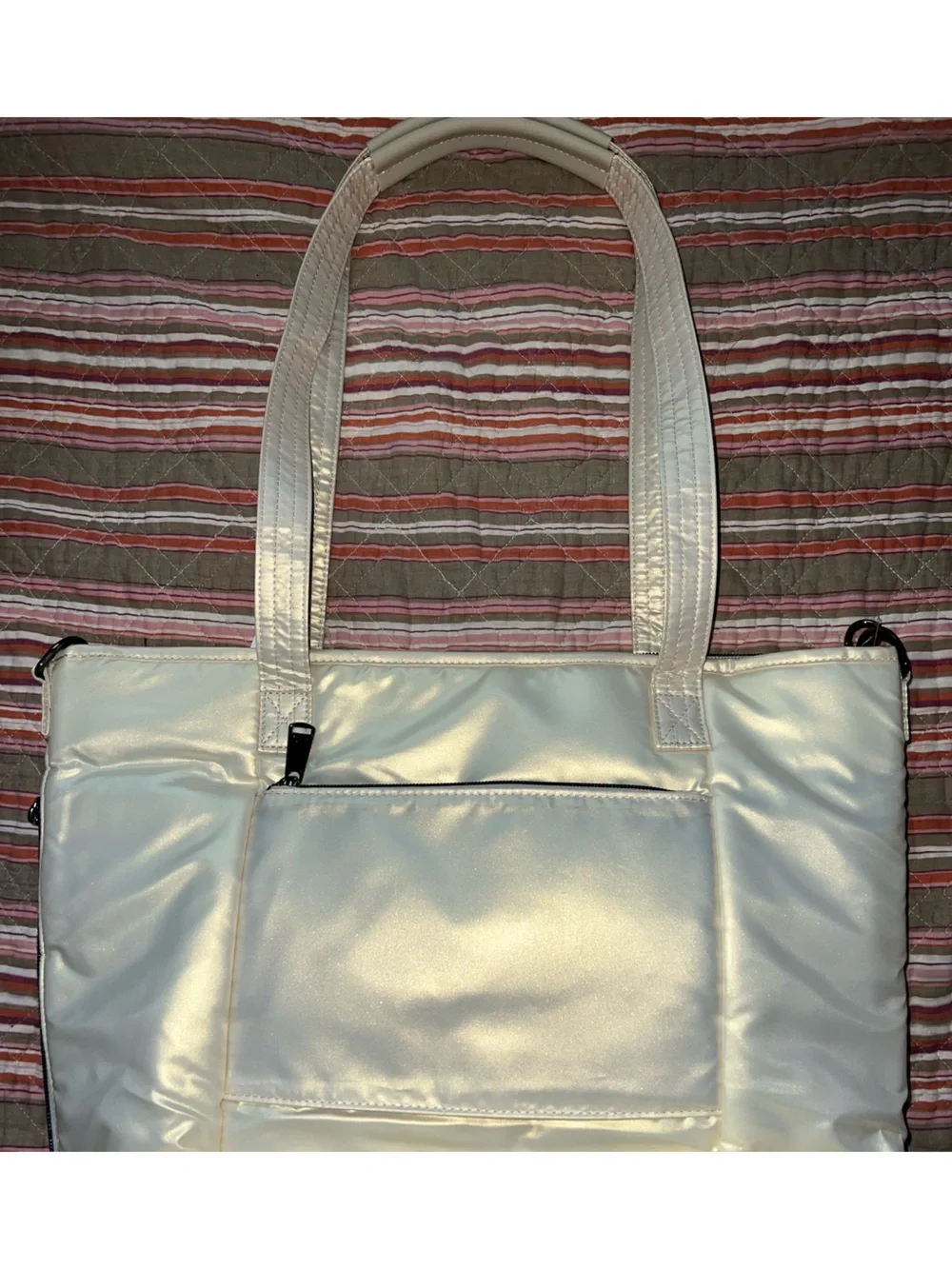 NWT~LUG Rally Quilted Metallic Champagne Tote Bag